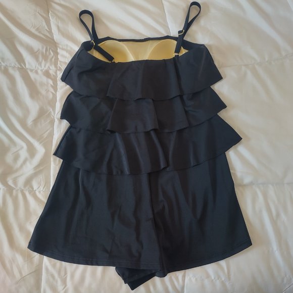 Fit 4 U Fit 4 Ur Black Tiered Swim Romper 8 - Picture 3 of 4